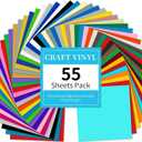 Lya Vinyl 55 Pack Permanent Adhesive Vinyl Sheets for Decor Sticker, Party Decoration, Car Decal - 43 Color Vinyl for Cutting Machine, Craft Cutter
