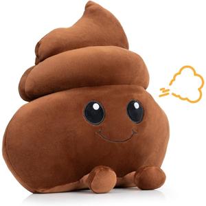 Poop Emoji Fart Noise Maker - Large 11 Plush Toy Makes 20 Hilarious Farting Sounds - Funny Gag Gift for Friends and Coworkers