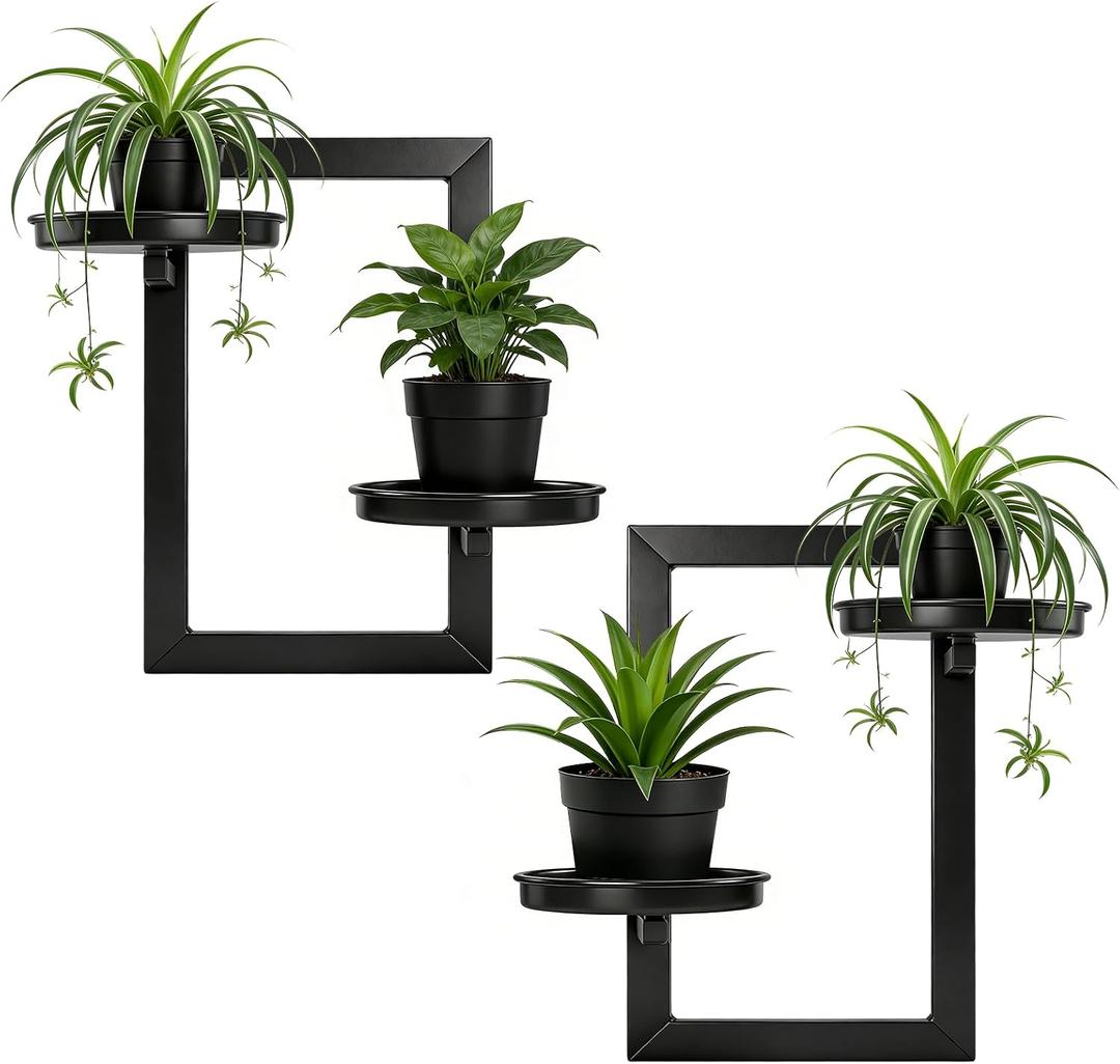 Floating Shelves for Wall Planters for Indoor Plants Hanging Shelves Plant Holder Wall Decor Plant Stand Indoor for Plant Hangers Indoor for Outdoor Entryway 2-Pack