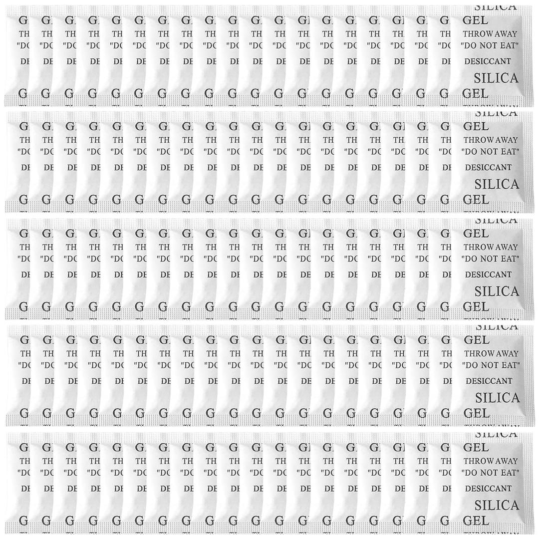 100PCS 5 Gram Premium Silica Gel Packets, Desiccant Packs for Storage, Moisture Absorbers, Humidity Dry Bags, Rechargeable Transparent Silicone Dessicants Dehumidifier for Electronics, Shoes, Jewelry