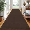 EARTHALL Extra Long Runner Rug 3x14 Ft Washable Runners for Hallways Cotton Non Slip Entryway Runner Braided Kitchen Runner Indoor Outdoor Carpet Runners for Stair, Hall, Foyers, Brown/Coffee