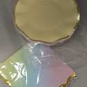 Havawish 48 Pcs Pastel Plates and Napkins Party Supplies 8'' Dessert Rainbow Paper Plates with Foil Edge Scalloped Tea Party Decorations Cake Disposable Dinnerware Set for Birthday Bridal Wedding