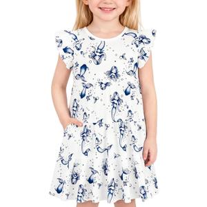 Girls' Casual Dress,Soft Cotton Kids Short Sleeve,Breathable A-Line Teen Sundress Size 2T 3T 4T 5 6 7 8 9 10 12 13