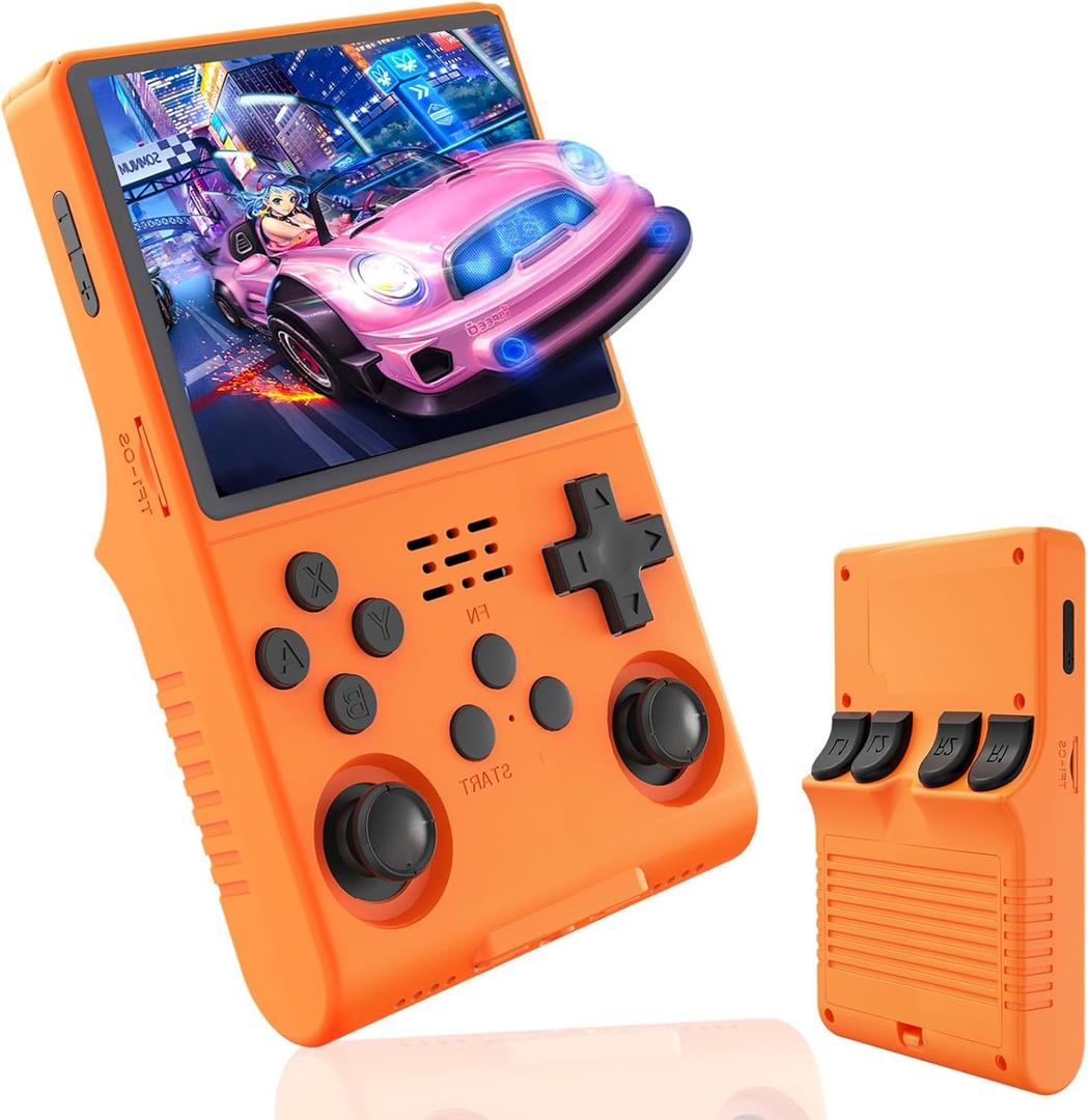 Handheld Game Console with 30000 Retro Games, 3.5 inch Mini HD IPS Screen Retro Console, 3800mAh Large Capacity, Built-in 256G Card, Support HDMI and TV Outpu (Blue)