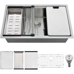 WHaor 30 Inch Undermount Kitchen Sink, 30"L x 19"W x 10"D