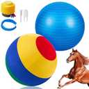 VercanMonth 40 Inch Giant Herding Ball with Ball Cover Anti Burst Please Watch VCR for How to Inflation Horse Toys for Horses Entertainment Play, Pump Included(Classic, Mixed Color)