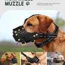 Dog Muzzle, Leather Basket Soft Muzzles Medium Large Breeds, Pitbull Dog Muzzle Amstaff Staffordshire Terrier, German Shepherd Dalmatian Doberman Adjustable (L)