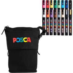 Posca Exclusive 5M Paint Markers Gift Set of 16 with Carrying Case, Great for Kids and Adults, Acrylic Art Markers for Coloring Decorations, Canvas, Wood, Glass and Metal