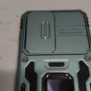 ANGELAS Shockproof Phone Case for Samsung Galaxy S23 - Silicone TPU Bumper with Anti-Fall Protection,Slide Camera Cover & Rotating Ring Kickstand,6.1Inch,Alpipne Green