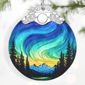 Aurora Borealis Ornament  Christmas Decoration & Christmas Ornament; Stained Glass Holiday Decoration (Holiday Present, Bauble Present, Gift Idea, Gift Exchange) | Heirloom Keepsakes (Northern Lights)