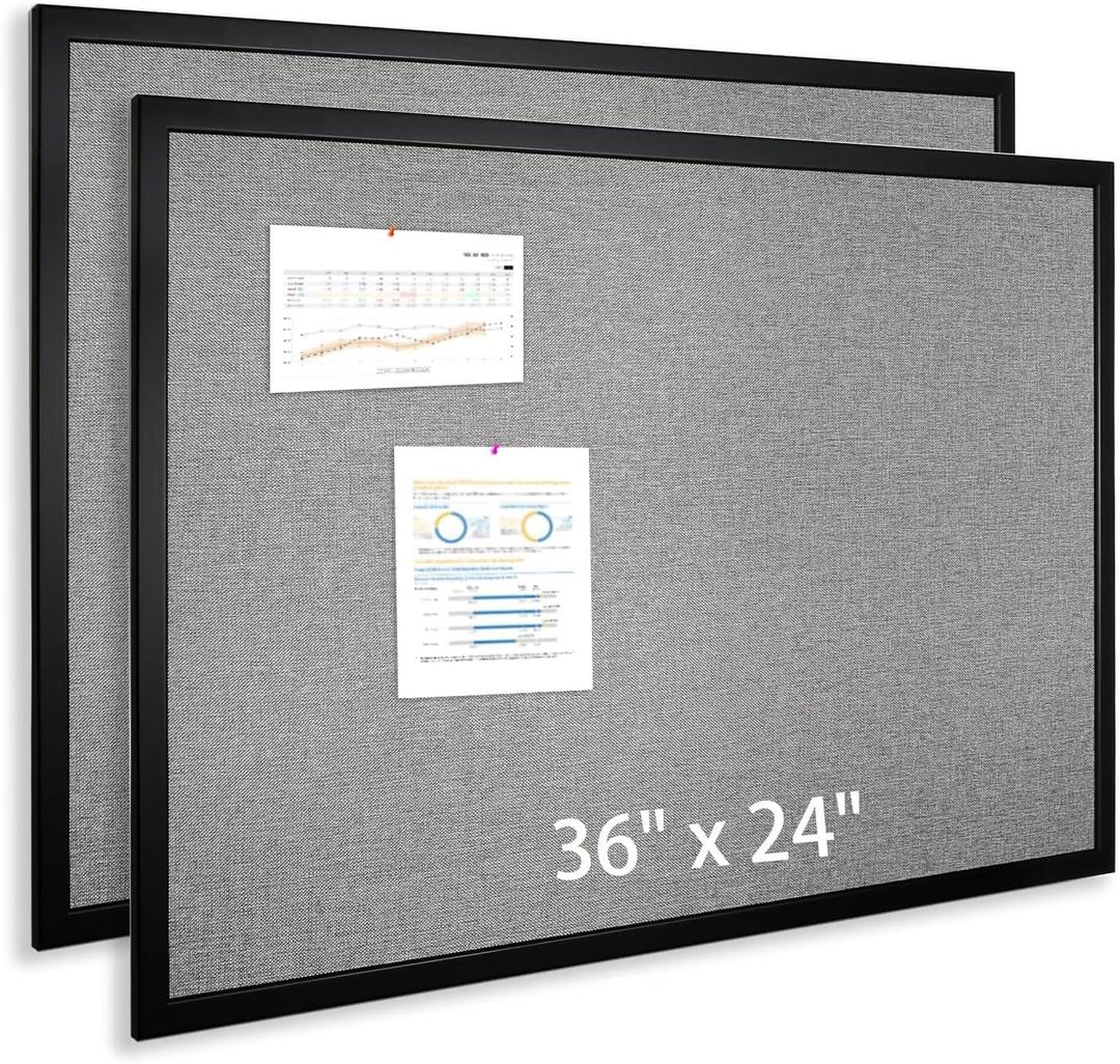Bulletin Board 36x24 Inch Wood Framed Corkboard for Office(2 Pack)