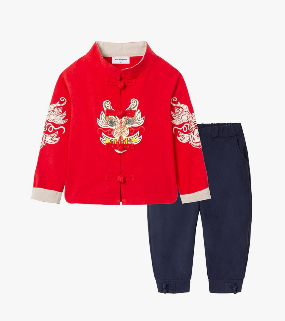Mud Kingdom Little Boy Girls Outfits Tang Style Chinese New Year Suit Traditional Sets Size 6-7