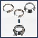 T304 Stainless Steel 3.0" ID to 4.0" ID Exhaust V-Band w/Clamps 3.0 Adapter Flange Reducer