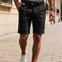 Mens Slim Fit Shorts Plaid Chino Golf Short Lightweight Skinny Casual Summer Plaid Pants for Men