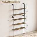 Merapi 5 Tier Wall Mounted Shelves for Kitchen Storage, Book Storage & Coffee Bar Organization, Rustic Farmhouse Floating Shelf with Industrial Pipe Design for Pantry, Bathroom & Wall Decor
