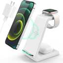 3 in 1 Wireless Charging Station, 2025 Upgraded Fast Desk Charger Station for iPhone 16 15 14 13 12 Pro Max Plus, Charger Stand for Apple Watch 10 9 8 7 6 5 4 3 2 SE, Airpods 4 3 2 Pro (White)