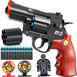 Toy Gun Soft Bullet Pistol Foam Blaster, Shooting Game Education Realistic Revolver Model Fake Guns, a Surprise Gift for Teens Birthday Christmas (Black)