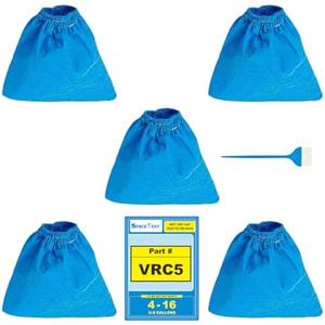 SpaceTent 4 Pack VRC5 Shop Vac Filter Bags for Vacmaster 4, 5, 12 and 16 Gallon Wet/Dry Vacs, High Efficiency Dust Filter, Part# VRC51