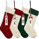Mostop Large Christmas Stockings, 4 Pack 18" Large Size Double-Sided Cable Knitted Xmas Stockings for Xmas Holiday Christmas Party Family Decor, Pattern D