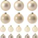 Vicenpal 16 Pcs Champagne Glass Christmas Balls Ornaments Set Glass Christmas Tree Decoration Xmas Tree Hanging Bulbs Ornaments for Xmas Home Decor Party