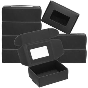 PATIKIL 3.3"x2.4"x1.2" Paper Soap Box with Window, 30 Pack Homemade Soap Boxes Rectangle Presents Packaging Boxes for Birthday Christmas DIY Craft, Black