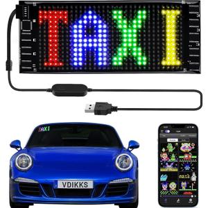 LED Sign Programmable FPCB Flexible Matrix Panel Small Screen Animation Text Message Scrolling LED Display for Home Decor, Car, Shop, Bar, Party, Business Festival 6.7x2.8 inch