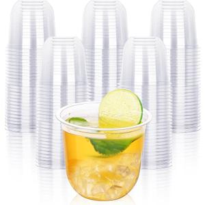 KesaPlan 50 Pcs Disposable Stemless Glasses 12oz Crystal Plastic Wine Glasses Clear Classic Cup for Meeting Weddings Birthdays Cocktail Christmas Party Supplies