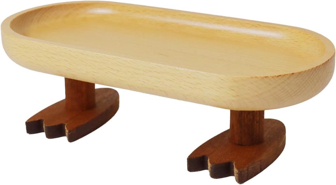 Wood Key Tray for Entryway Table, Key Bowl, Jewelry Tray, Valet Tray with 2 Cute Duck Feet, for Rings, Wallet, Watch, Remote, Coin, Bracelets (Rectangle)