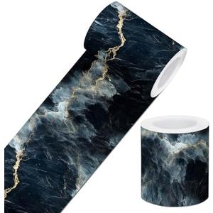 IVN Wallpaper Frame Peeling and pasting Wall Black Gold Marble Texture Pattern Decoration Wall Decoration self-Adhesive Frame Bedroom Kitchen Living Room Frame Decoration Strip 4x196 inches Pack of 2