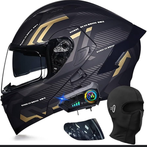Bluetooth Modular Motorcycle Helmets, DOT FMVSS 218 Approved Flip Up Full Face Motorcycle Dual Visor Helmet, with Dual Speakers and Microphone, for Adults Men and Women M~XXL(Style R,XL(61~62cm))