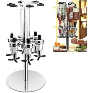 Liquor Dispenser, Alcohol Bar Rotating Liquor Holder Stainless Steel 6 Bottle Professional Revolving Liquor Dispenser