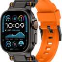 FOAMUNOC Rugged Band Compatible with Apple Watch Ultra 3/2/1 Band 49mm/46mm/45mm/44mm/42mm, Metal Connector with Silicone Strap for iWatch Ultra Series 11/10/9/8/7/6/SE3/SE2/SE/5/4/3/2/1, Orange/Black