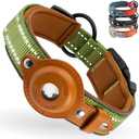CollarDirect Airtag Dog Collar Reflective Nylon Neoprene Leather Holder for Apple Air Tag for Large, Medium, and Small Dogs (Green, S, 12-14.5 Inch)