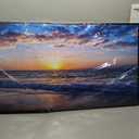 Blue Ocean Framed Wall Decor Living Room Large Size Canvas Wall Art For Bedroom Boho Home Decor Sea Beach Canvas Pictures Artwork Sunny Sea View Painting Office Wall Decorations Black Framed 24" X 48"