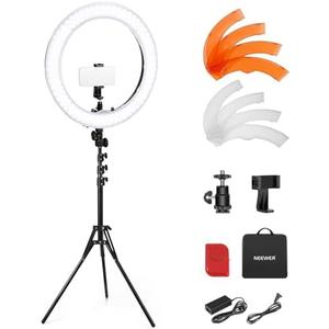 NEEWER 55W 18"/45cm Ring Light Kit [New Version], 5600K Dimmable LED Ringlight Tripod Stand Phone Holder for iPhone Selfie Makeup Lash Tattoo Studio Photo Video Recording Photography Lighting, RL-18
