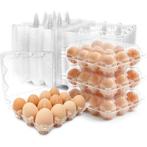 100 Pack 3x4 Plastic Egg Cartons Bulk 12 Count Clear, Reusable Stackable Dozen Chicken Eggs Containers Holders for Storage, Family, Farm Markets and Commercial Display