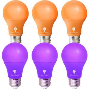 4 Pack A19 LED Light Bulb LED Light Bulb 120V E26 Base 9 Watt (60-watt Replacement) Bulb, Party Decoration, Porch, Home Lighting, Christmas Light Bulbs Non-Dimmable (Orange Purple, 6 Pack)