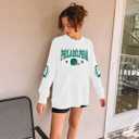 Football Season Long Sleeve Shirts For Women Game Day Team Fans Top Football Helmet Tee Crewneck Pullover Tops (L)