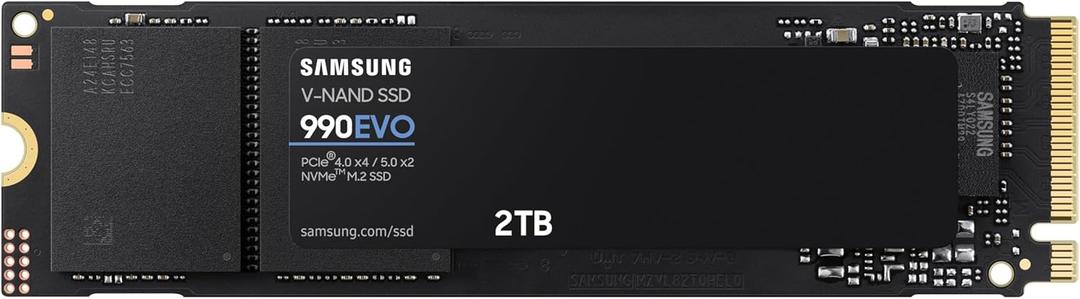 Samsung 990 EVO SSD 2TB, PCIe Gen 4x4, Gen 5x2 M.2 2280 NVMe Internal Solid State Drive, Speeds Up to 5,000MB/s, Upgrade Storage for PC Computer, Laptop, MZ-V9E2T0B/AM, Black