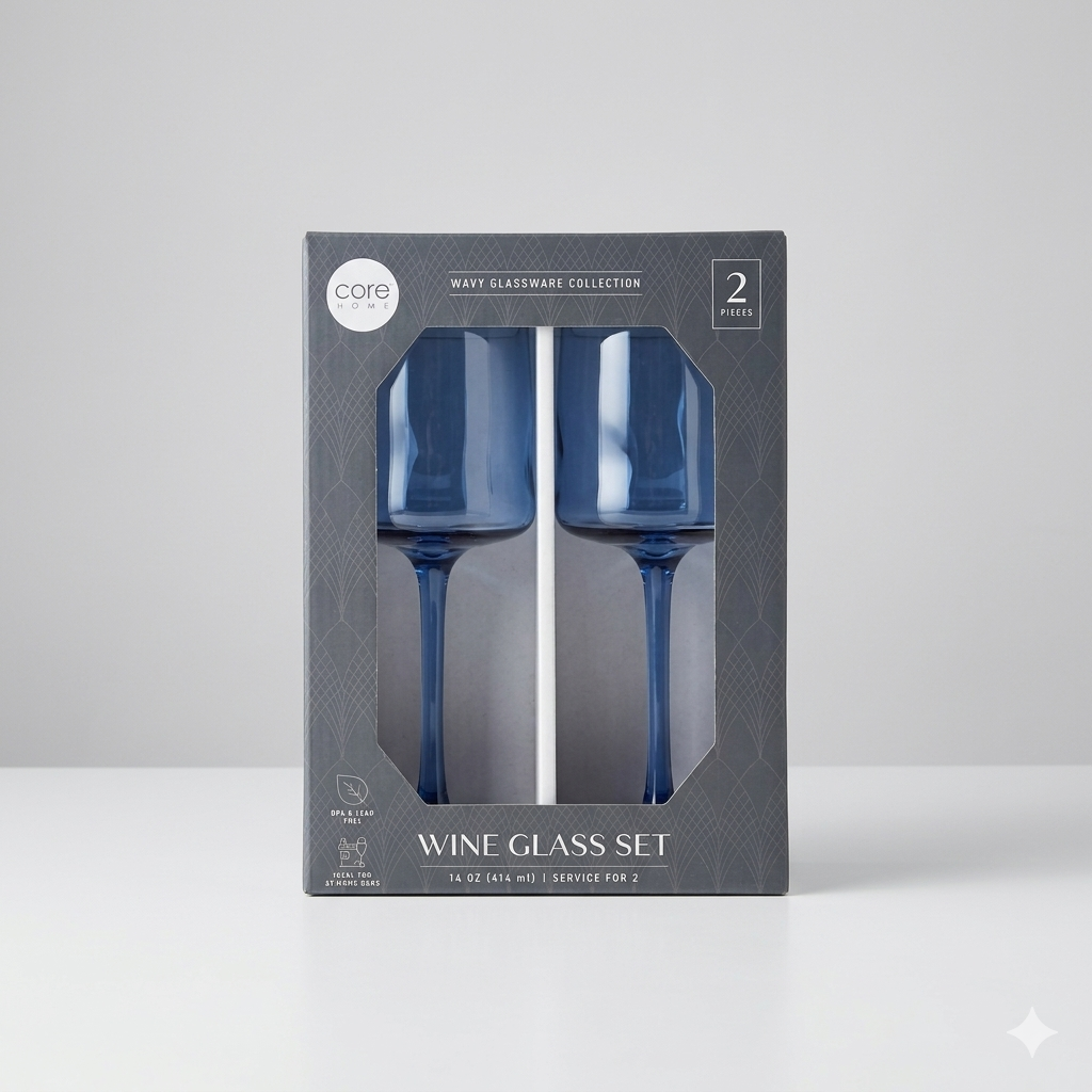 Core Home Wine Glasses Set of 2-Birthday/Father's Day Gifts,14oz Unbreakable Unique Wine Glass Ideal Gift