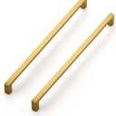 Ravinte 30 Pack 10 Inch Solid Square Cabinet Pulls - Brushed Brass Handles for Kitchen Cabinets & Drawers (10" Hole Center)