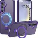 Compatible with Samsung Galaxy S24 Case with Magnetic Ring Stand, Military Drop Protection, Anti-Scratch/Anti-Fingerprint Translucent Matte Case for Samsung Galaxy S24 (Purple)