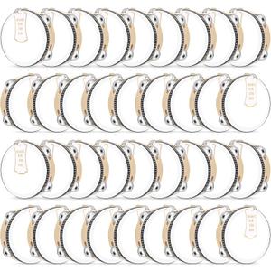 36 Set 6 Inch Tambourines Bulk for Adults Christmas Bulk Wooden Hand Held Drum with Metal Jingles, Tags, Tambourine Gift Musical Instrument for Church Wedding Party Favor(White Style)