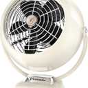 Vornado VFAN Jr. Vintage Metal Desk Fan, 2-Speed, Retro Air Circulator with Adjustable Tilt, Fan for Bedroom, Office and Dorm Room Cooling, Vintage White