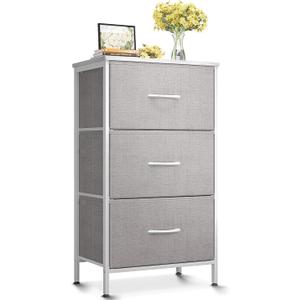 AODK Dresser for Bedroom Nightstand Small Chest of Drawers End Table for Living Room, Closet with 3 Storage Drawers Organizer Clothes, Light Grey