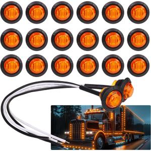 TMH (Pack of 20 3/4 Inch Mount Amber LED Clearance Bullet Marker lights, Side LED marker lights for trailer Truck RV Car Bus Van