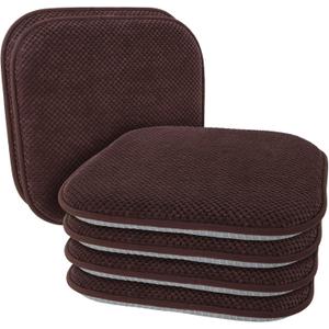 Brown Chairs Cushions for Dining Chairs 6 Pack Non Slip Foam Kitchen Seat Cushions Washable Soft Thick Patio Pads Large Wooden Metal Tapered Chair Cushions,17" x 15", 17*15in