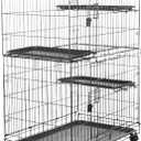 Amazon Basics Large 3-Tier Cat Cage Playpen with Easy to Clean Removable Tray, Front Doors, Portable, Foldable, 35.8" x 22.4" x 50.6", Black