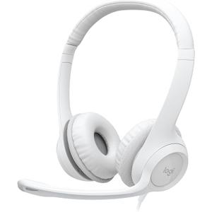 Logitech H390 Gaming Headphones, Wired Headphones with Mic, USB Headset with Microphone for PC, Noise Cancelling Microphone for Video Meetings, Music, Gaming - Off White (1 Pack)