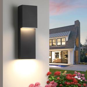 Fire Wolf Modern 16" 18W LED Outdoor Wall Sconce,Dual-Source Front Porch Light,Aluminum Modern Wall Light,3000K,Damp Environments Such as Porches,Terraces,Gardens,Indoor/Outdoor Applications, 3.38 x 5.08 x 16.06 inches